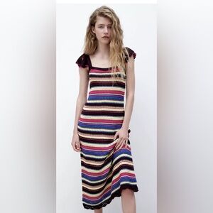 Zara Long Crochet Dress Multicolored